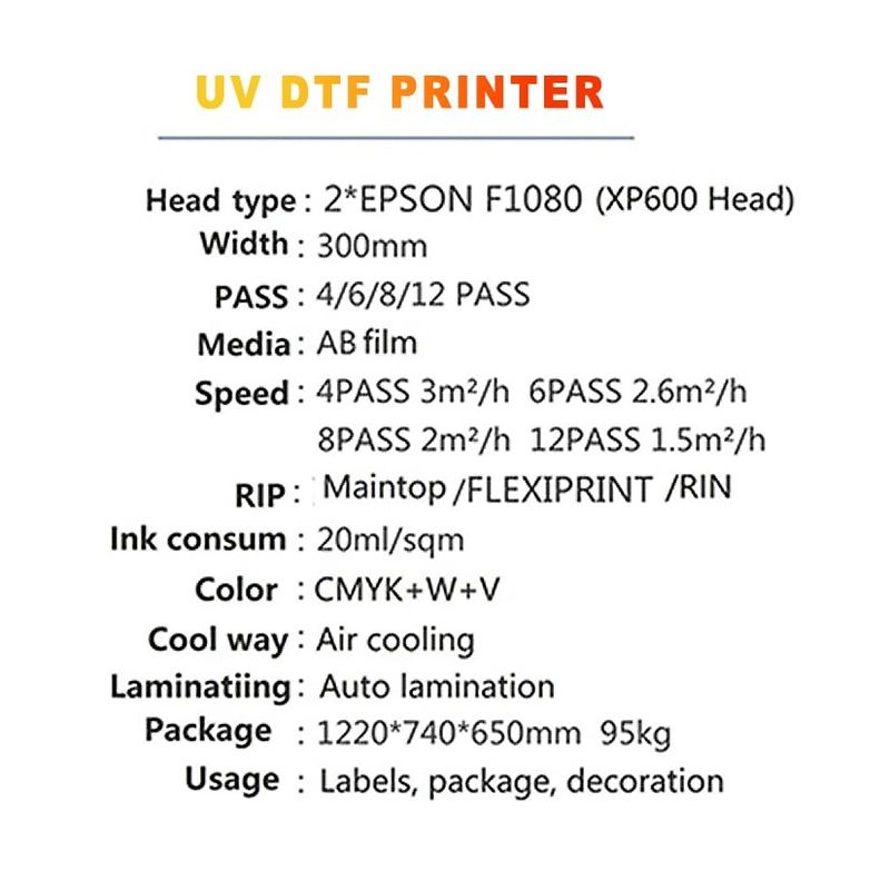 Υψηλής ανάλυσης UV DTF εκτυπωτής 300mm UV Dtf μηχανή για μπουκάλι ακρυλικό πλαστικό