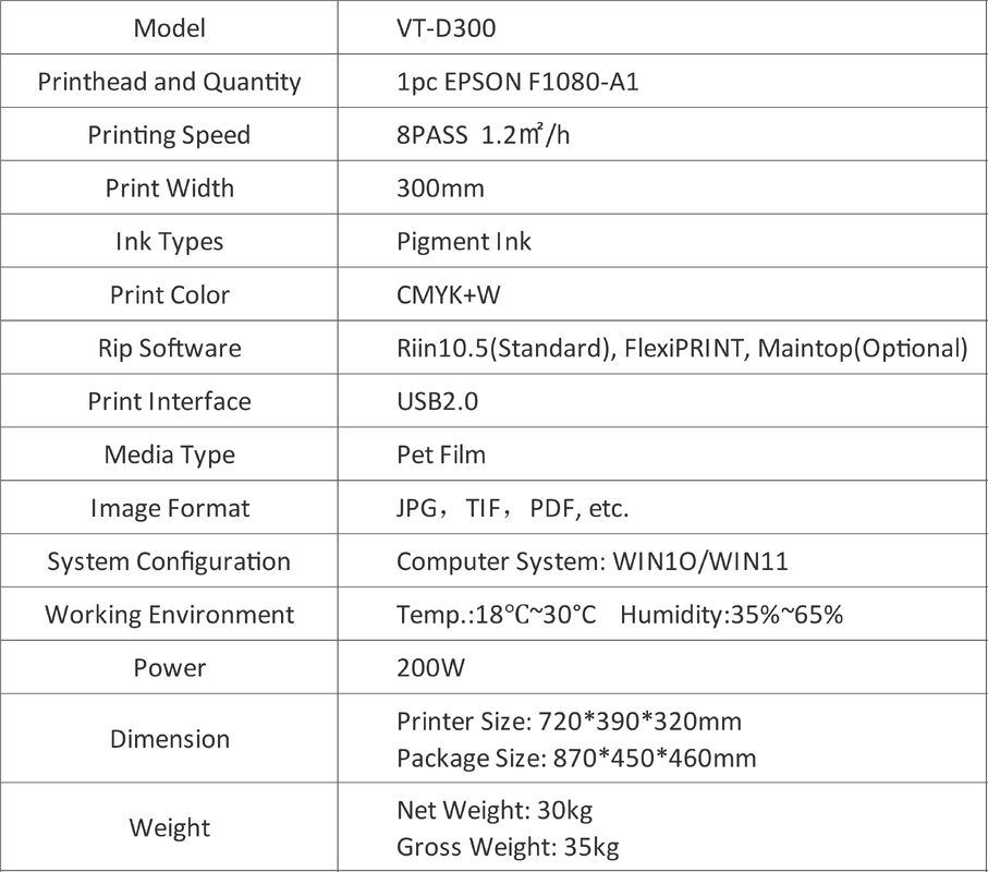 Εκτυπωτής DTF 30cm A3 Desktop XP600 Printhead Εκτυπωτής DTF για εκτύπωση σε μπλούζες PET Film